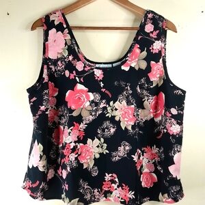 Joanna Plus Floral Sleeveless Scoop neck  Blouse 1X
